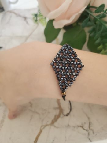 Bracelet fantaisie losange perle noir