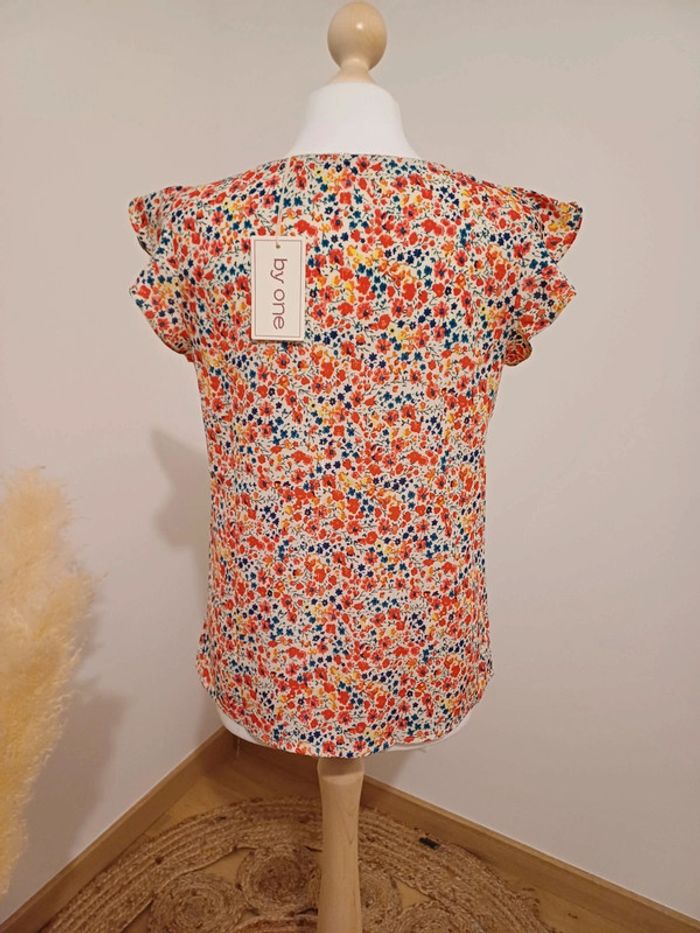 Blouse chic colorée fleurie neuve By One taille S/M 36/38 - photo numéro 7