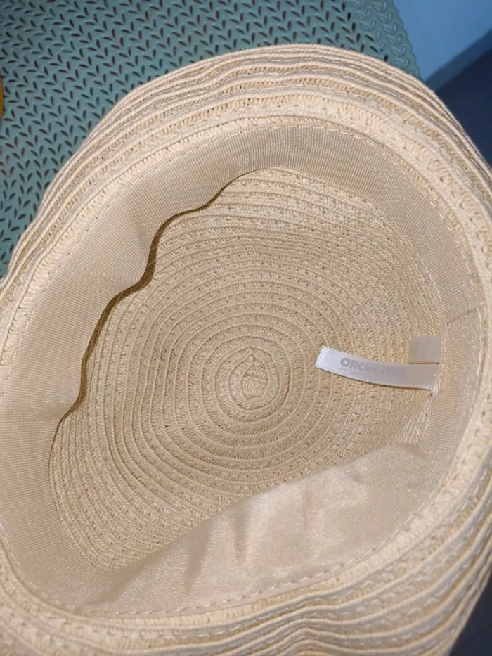 Chapeau en paille rose fille orchestra excellent état 6 mois 41cm - photo numéro 3