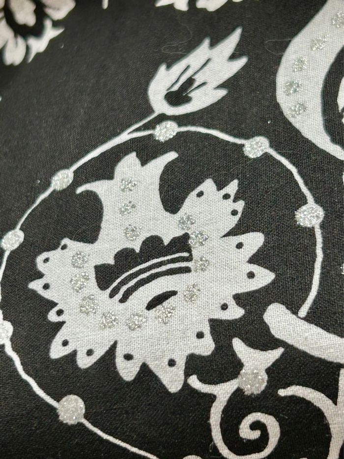 🖤🌿Jupe volante vintage fleurie baroque floral black white mid-length skirt🌿🖤 - photo numéro 13