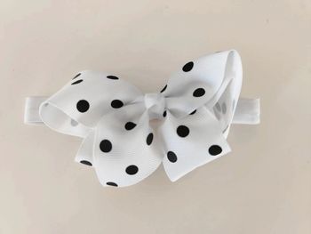 Bandeau élastique noeud blanc à pois taille unique bébé