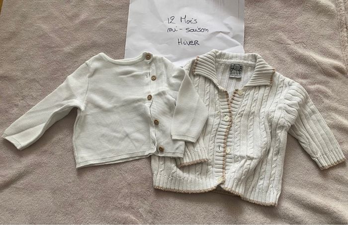 Lot de 2 gilets - 12 mois - Petit Bateau, H&M - TBE