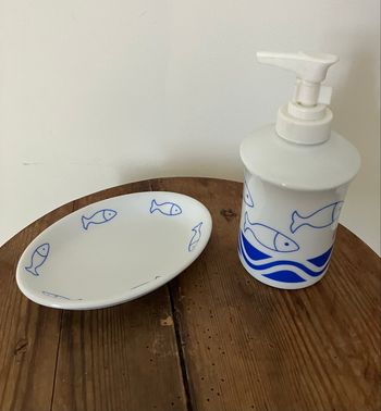 Ensemble de 2 accessoires pour salle de bain-Thème mer