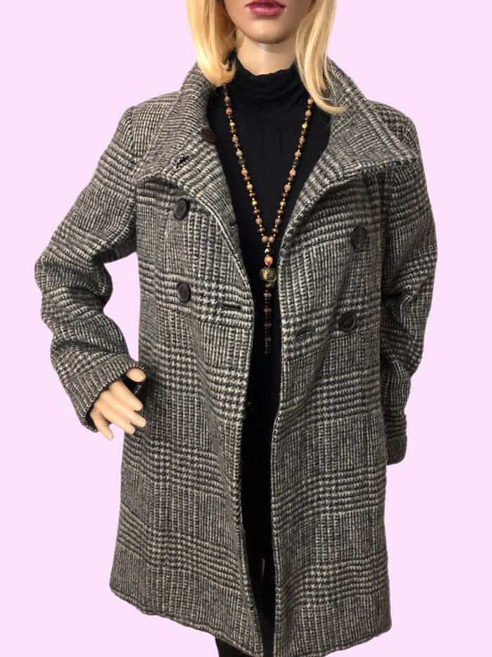 🖤Joli manteau à carreaux en laine alpaga Zara vintage 2000 Y2K wool alpaca coat🩶 - photo numéro 8