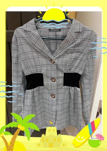 Blazer à carreaux avec boutons S 36 simplee shein