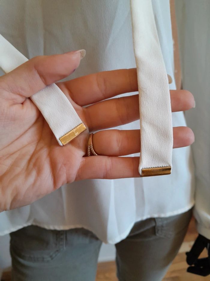 Blouse blanche manches longues avec noeud T36 - photo numéro 3