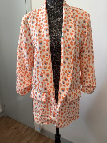 Blazer blanc imprimé léopard coloré – New Collection – Taille unique – Neuf