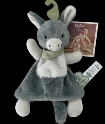 ❤️B4838 Doudou Plat Mouchoir Âne Gris Les Amis Kaloo Bandana Vert