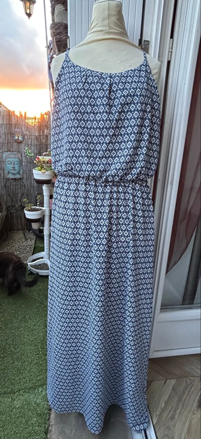👗 Robe Longue d'Été ONLY – Imprimé Ethnique Bleu & Blanc - photo numéro 2