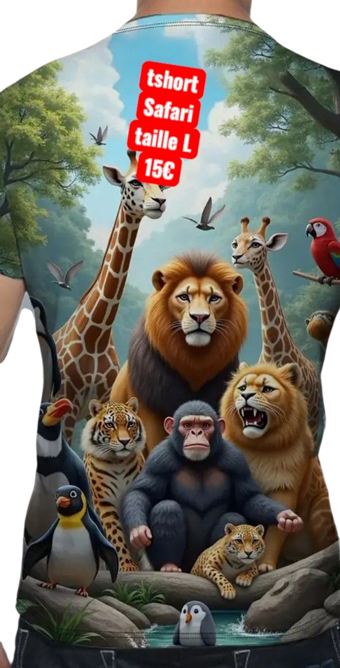 Tshort Safari avec motif animaux de la savane - photo numéro 3