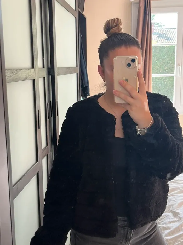 veste manteaux en fausse fourrure duveteuse noir femme 38 (M) - photo numéro 7