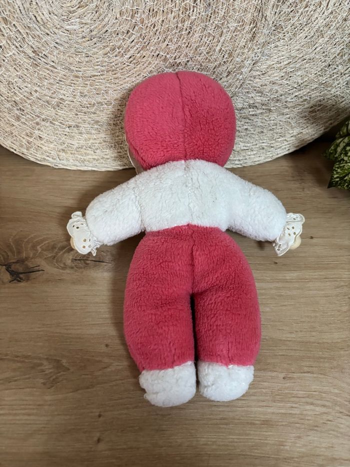 Vintage peluche poupée rose framboise blanc nounours - photo numéro 3