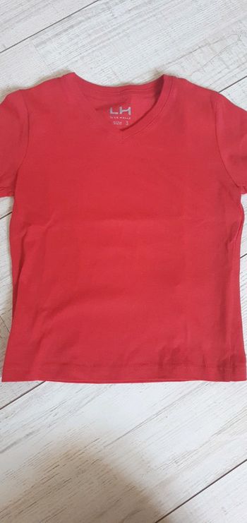Tee-shirt manches courtes rouge uni la halle 3ans