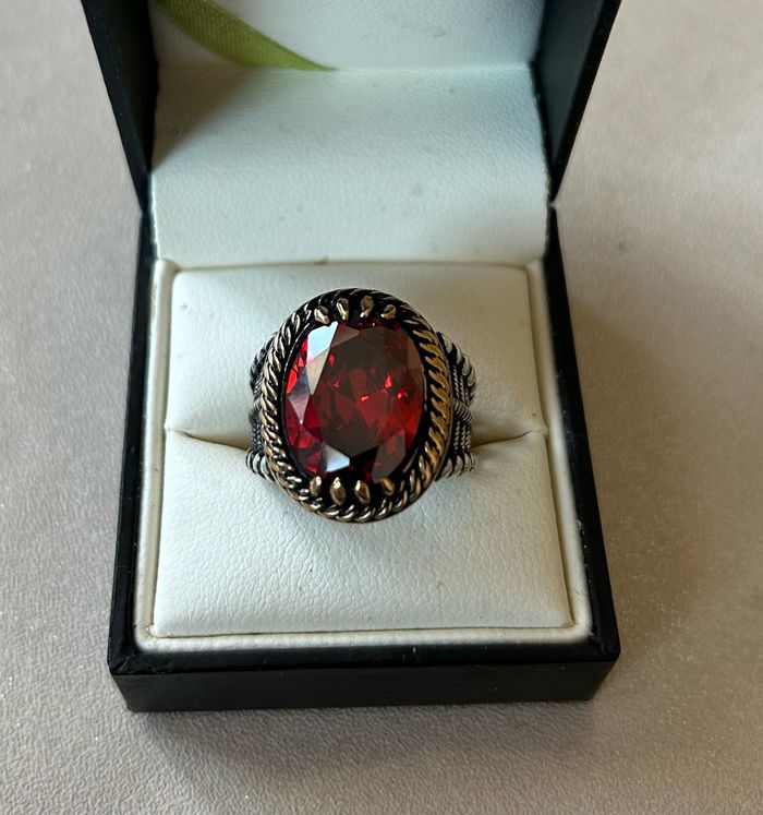 Chevalière en argent 925 pierre naturelle taille 64 - photo numéro 5