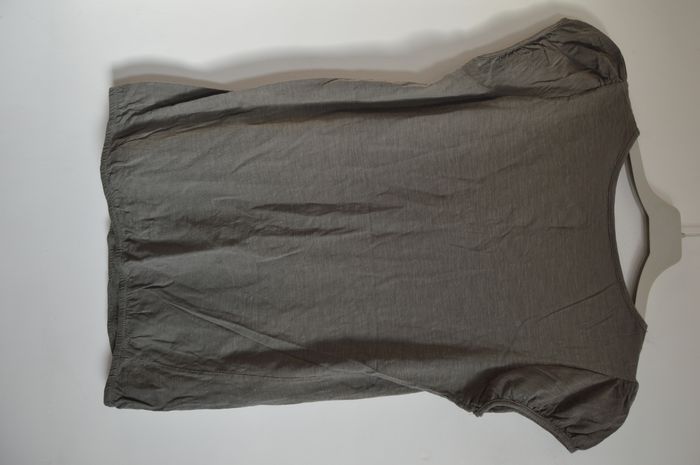 Haut Camaïeu gris kaki manches courtes col noué taille L - photo numéro 3