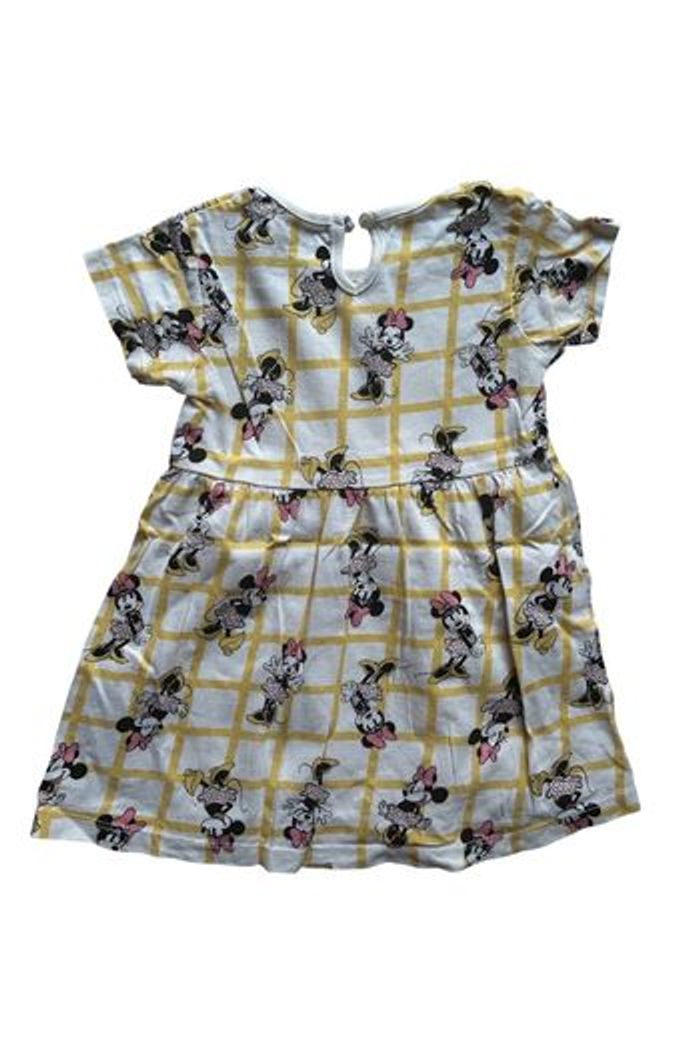 Robe blanche à carreaux jaune Minnie Disney Primark 12 18 mois - photo numéro 2
