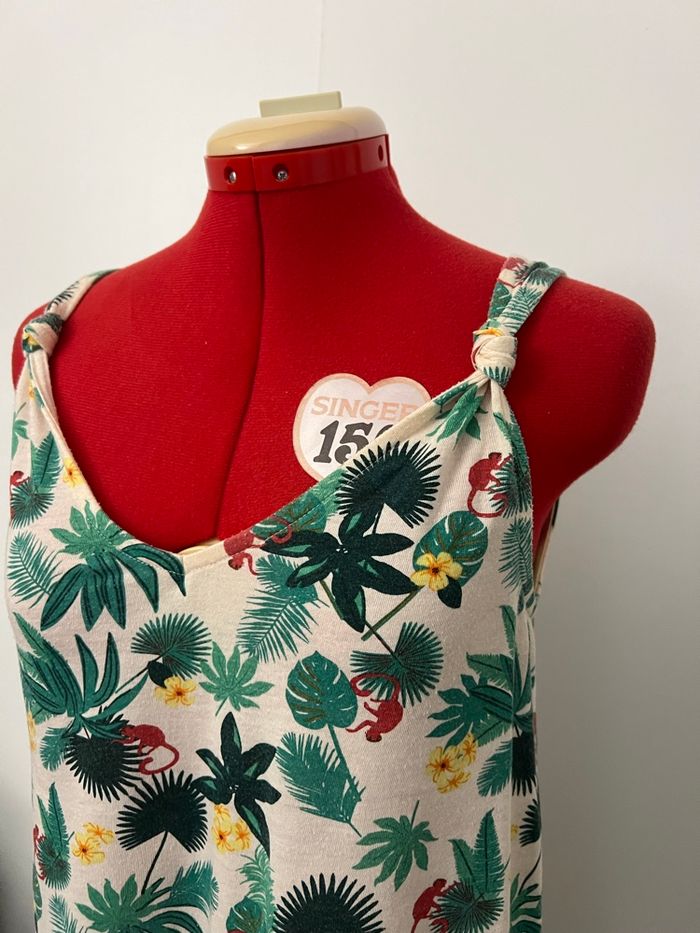 Débardeur imprimé tropical blanc et vert Camaïeu - photo numéro 4