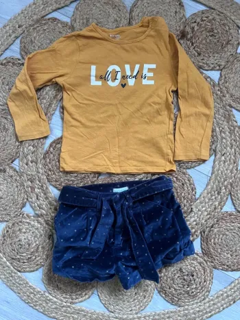 Ensemble t-shirt ML + short velours verbaudet 3 ans