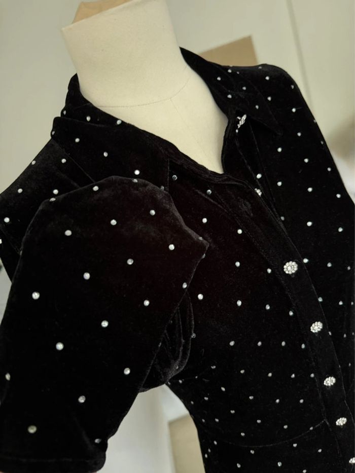 Robe en velours noir avec strass ZARA - photo numéro 2