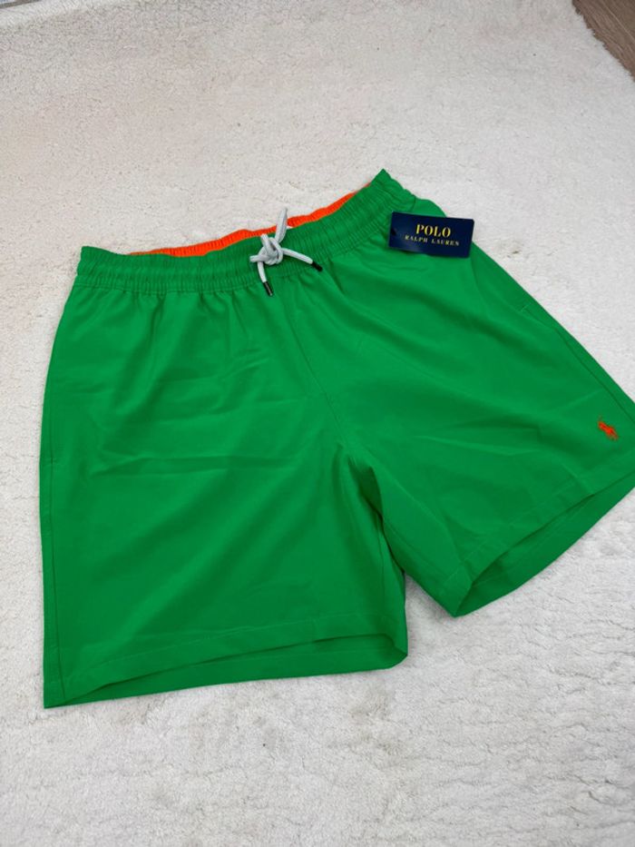 Short de Bain Ralph Lauren Vert Uni Neuf Taille M - photo numéro 2