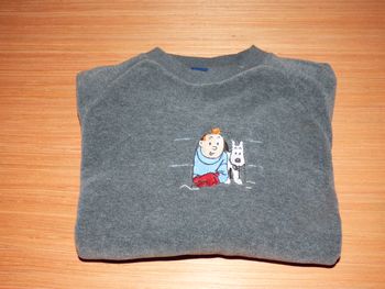 Pull en polaire garçon grise Tintin taille 10 ans