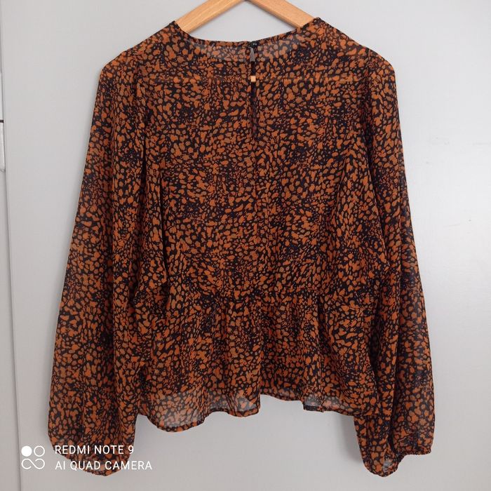 Blouse marron à motifs orangés t40 - photo numéro 7