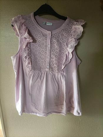 Débardeur violet lila broderie dentelle