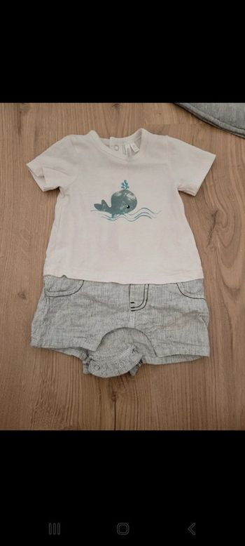 Combishort avec manches 3 mois 60 cm