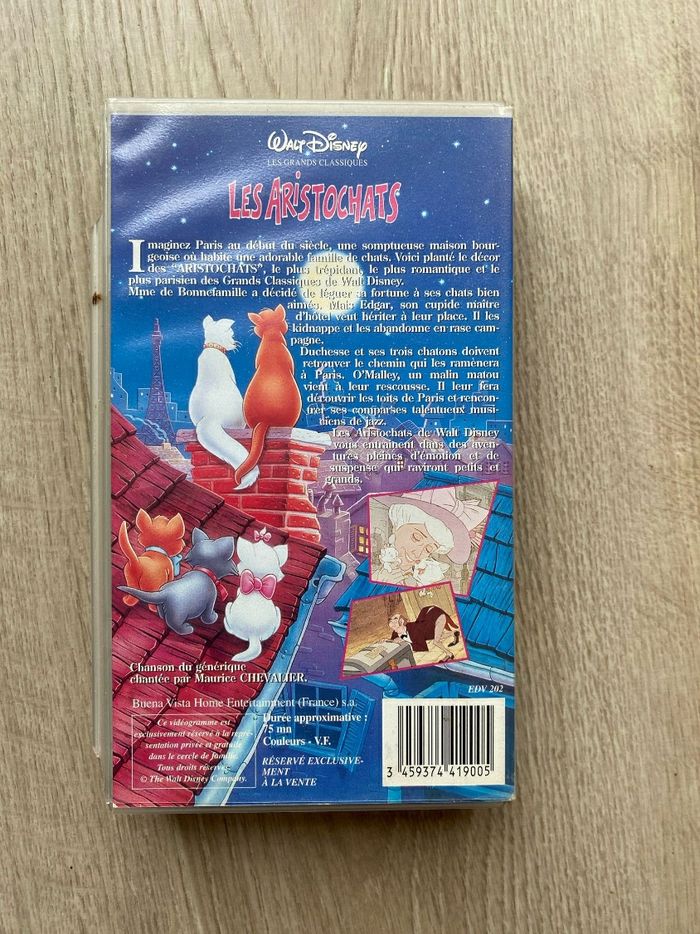 Disney Les Aristochats Cassette Vidéo VHS Vintage Cinéma Collection Exclusive - photo numéro 3