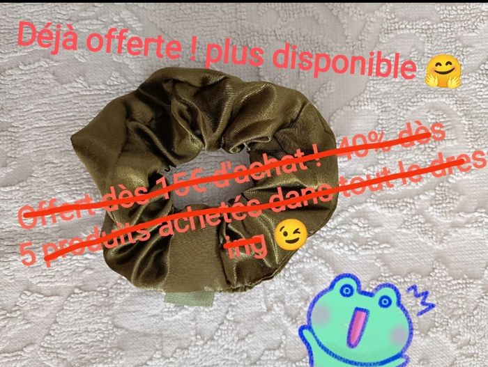 Chouchou élastique vert kaki satiné