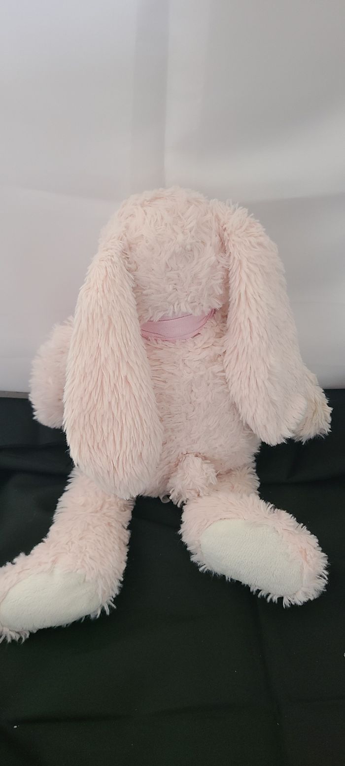 Doudou peluche lapinRose foulard atmosphera - photo numéro 5