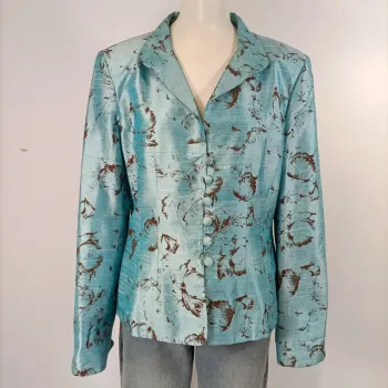 Chemise Dona Louisa Paris 46 turquoise motif made in france - A199
