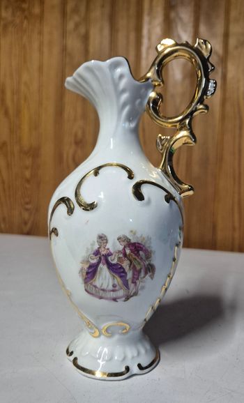 vase pichet porcelaine de luxe france 24cm dorures scène galante