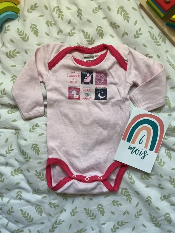 body manches longues rose clair 6 mois absorba - photo numéro 2