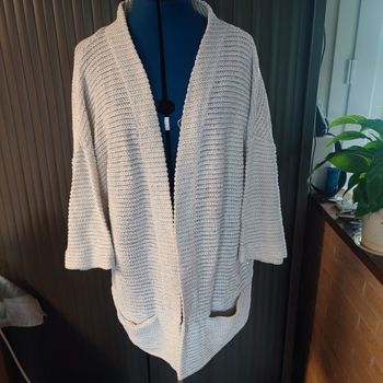 Cardigan gilet beige Eldys manches courtes 46/48 XXXL taille 5