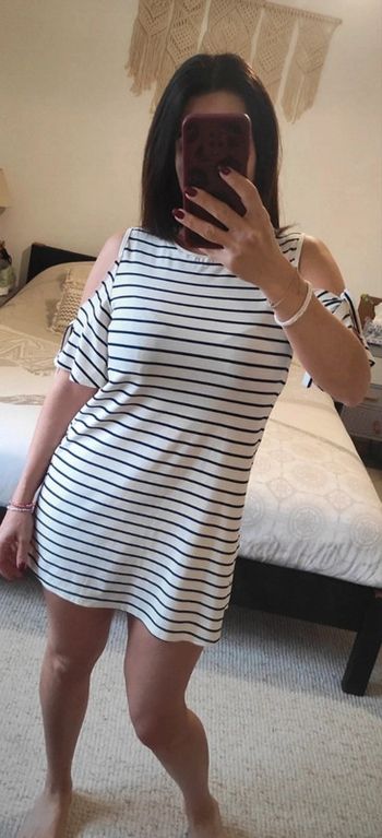 Petite robe marinière à rayure Mango XS épaules dénudées