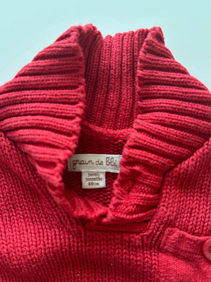 Pull garçon rouge - 3 mois - Grain de blé - photo numéro 4