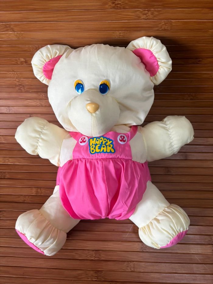 Vintage peluche ours puffalump rose jaune happy bear - photo numéro 2