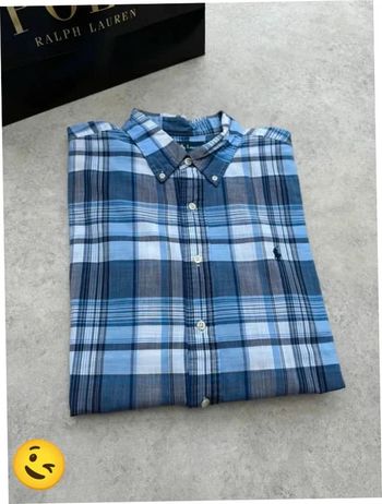 Chemise Ralph Lauren manches courte Taille XL bleu Homme Men CHE127