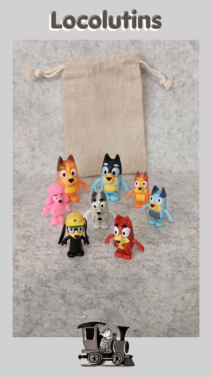 🚂 lot de 8 figurines bluey - photo numéro 2