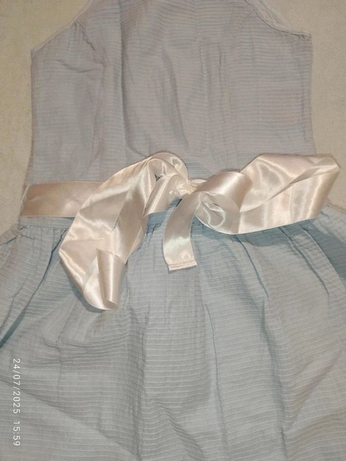 Robe fille rayée bleu clair - photo numéro 2