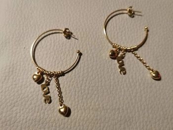 Créoles moyennes acier inoxydable or chaîne cœur love