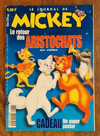 Ancien journal de mickey avec poster les Aristochats N°2488 année 2000 vintage