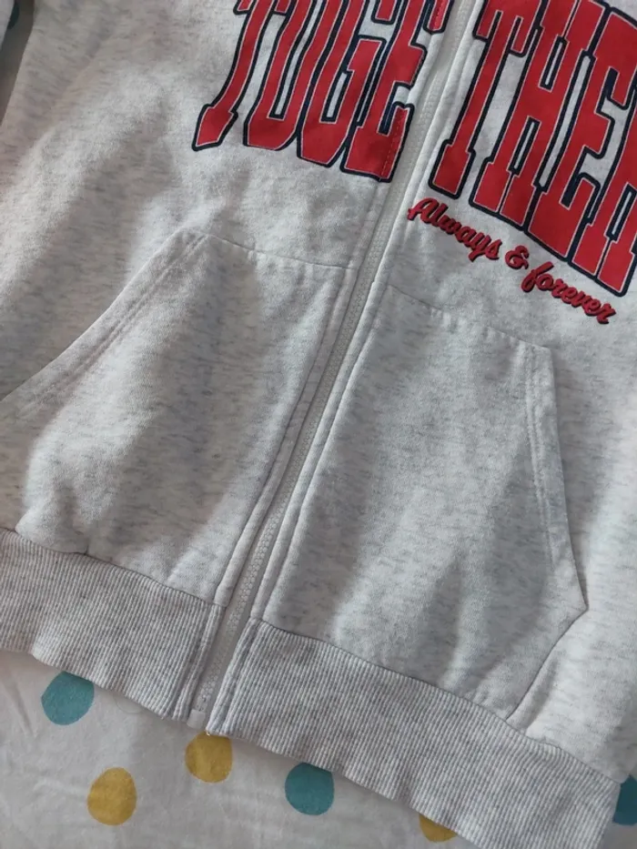 Sweat zippé à capuche gris clair 122/128 - photo numéro 3