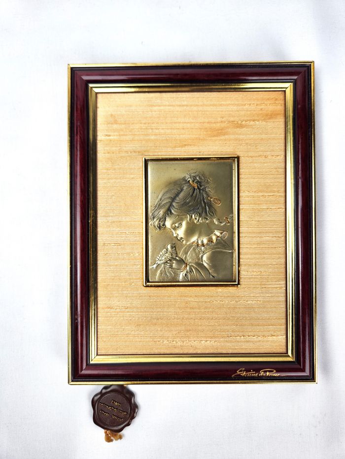 Tableau en étain encadré Étains du Prince Art d'une petite fille