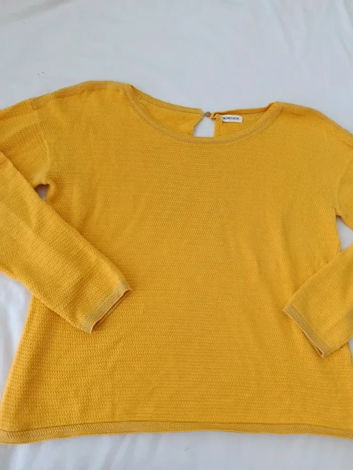 Petit pull en maille jaune cache cache taille M - photo numéro 2