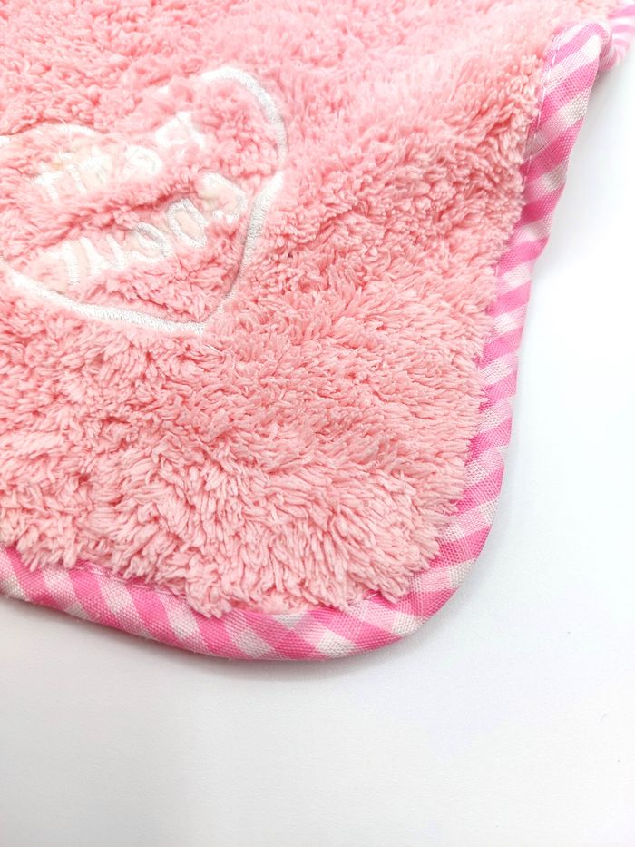 Doudou plat lapin éponge rose AS DE COEUR modèle petit coeur vichy blanc rose - photo numéro 6