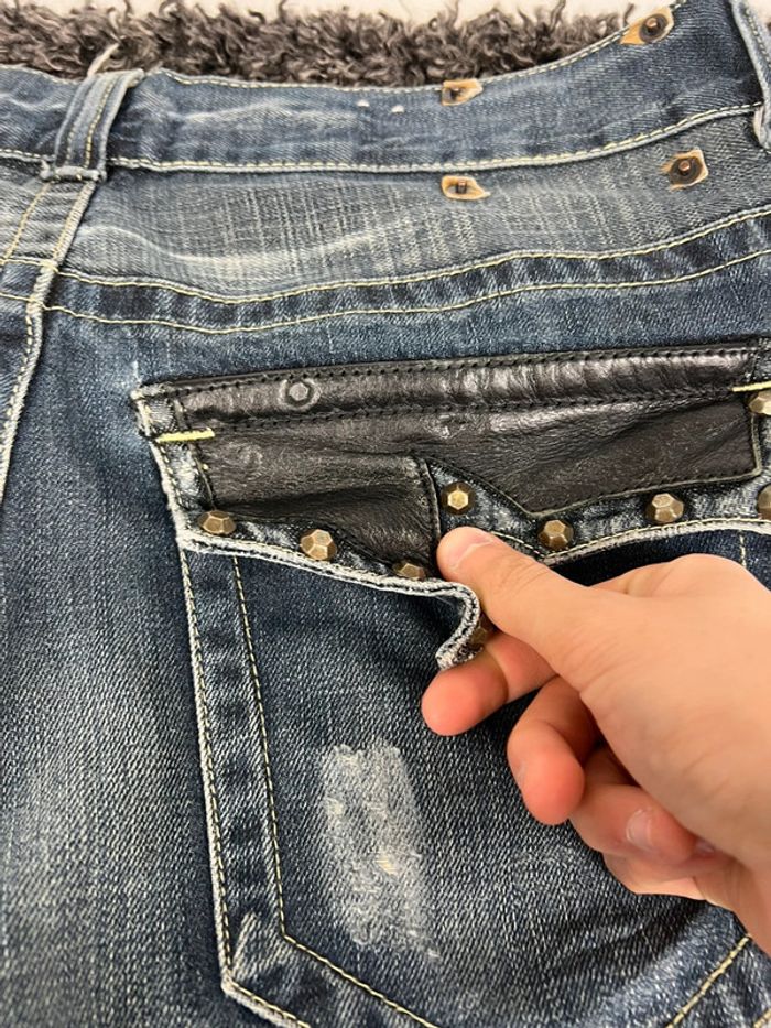 Jean large Y2k opium avec poches en cuir taille 33 bleu marine Denim jean japonais - photo numéro 5