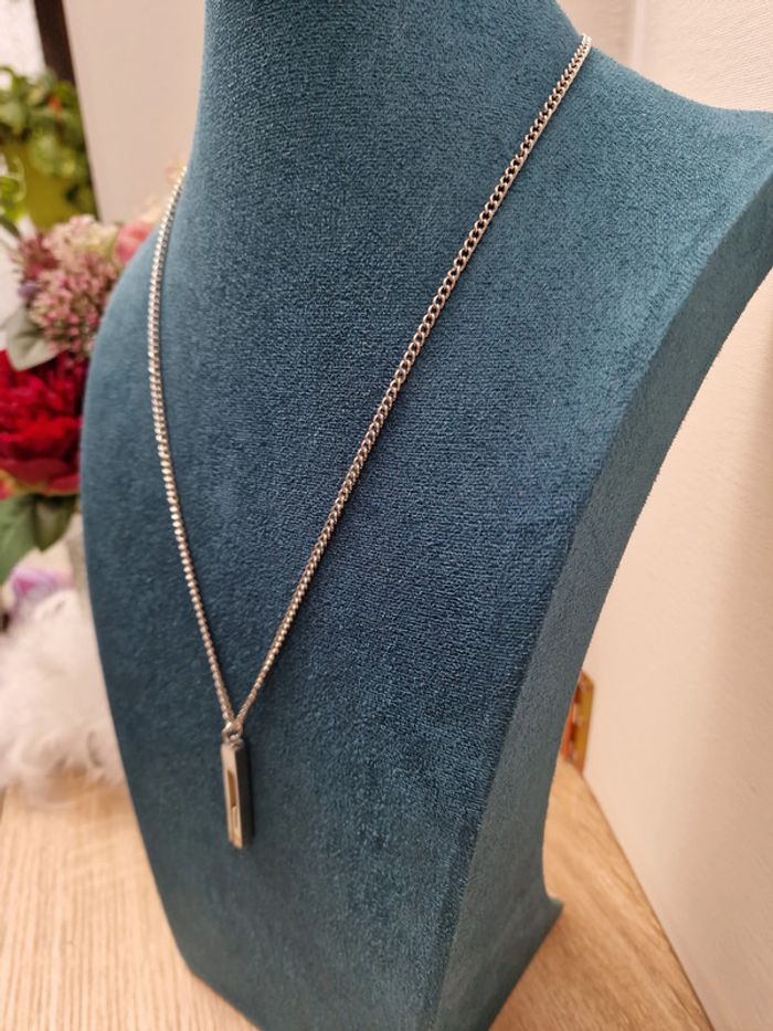 Collier Acier Argenté Grosses Mailles G - photo numéro 5