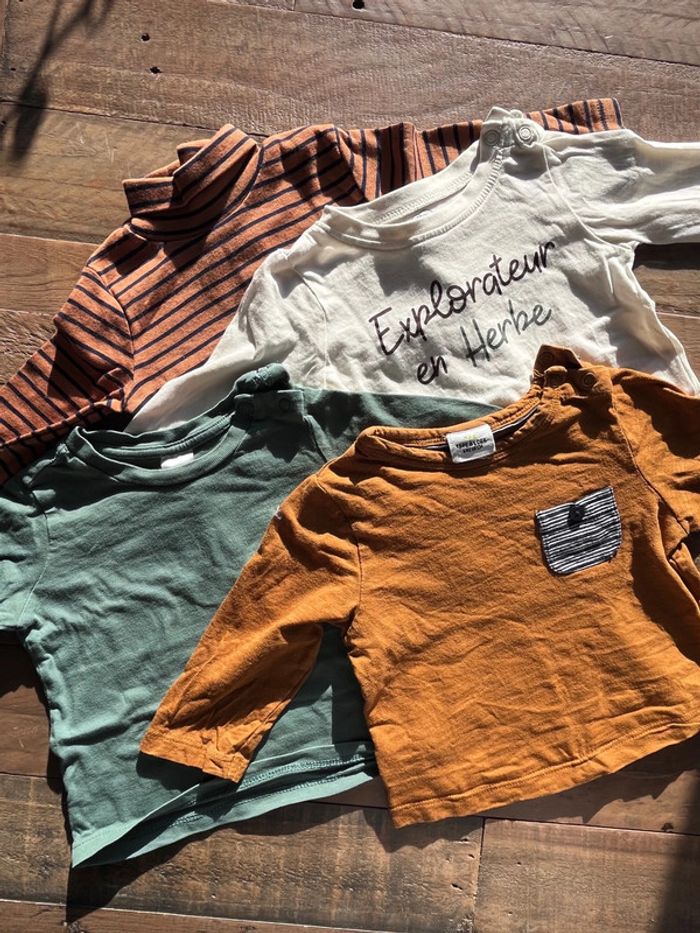 Lot 4 t-shirts/sous pull 6 mois